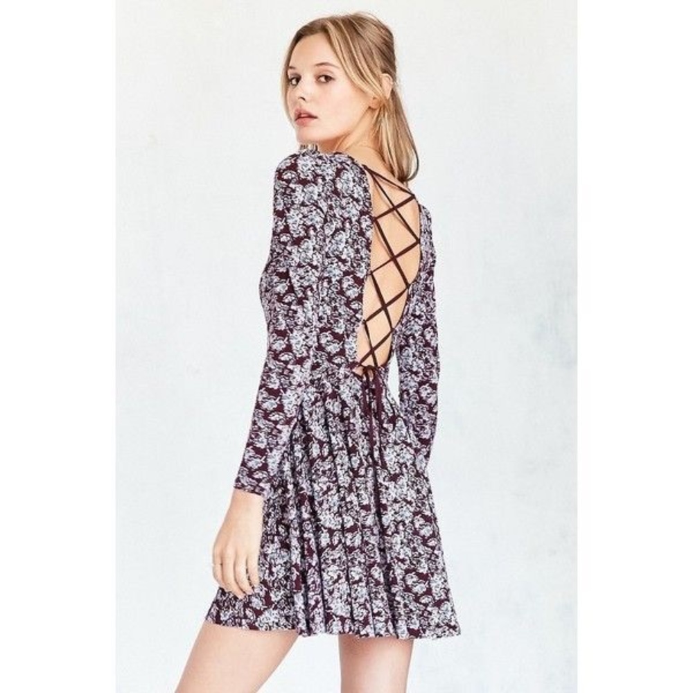 Kimchi Blue Floral Lace-Up Back Mini Dress